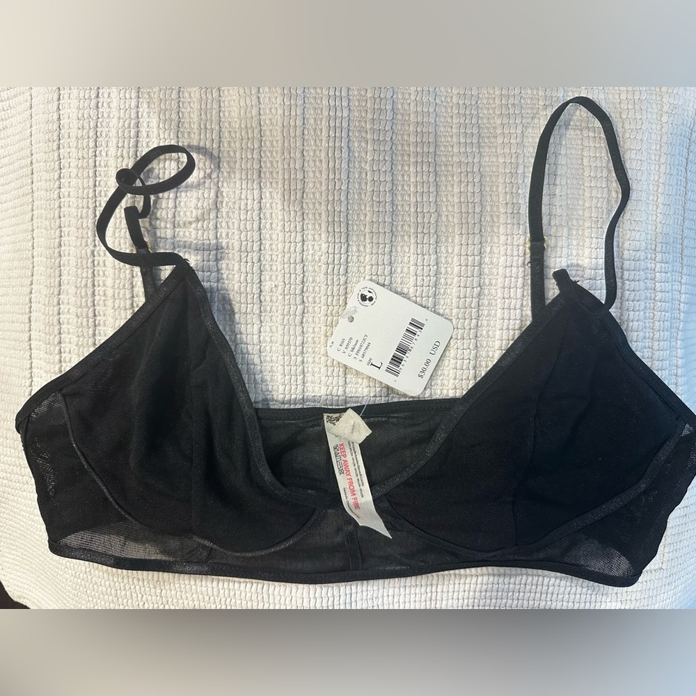 Free People Moonlight Mesh Corset Bra Bralette Black Size Large L 36C NWT - Picture 3 of 6